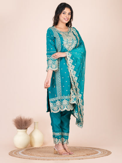 Pelorus Embroidered Silk Blend Pakistani Suit