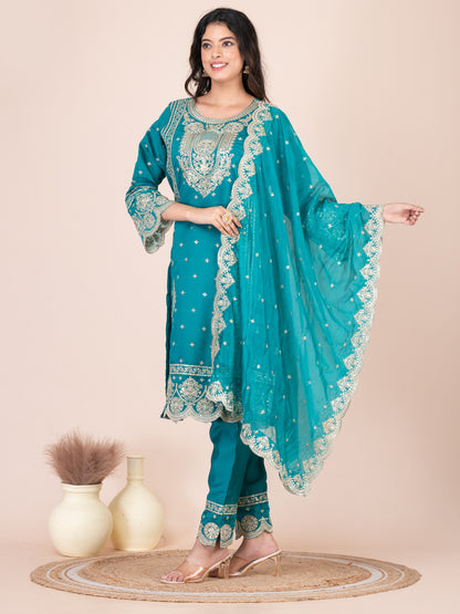 Pelorus Embroidered Silk Blend Pakistani Suit