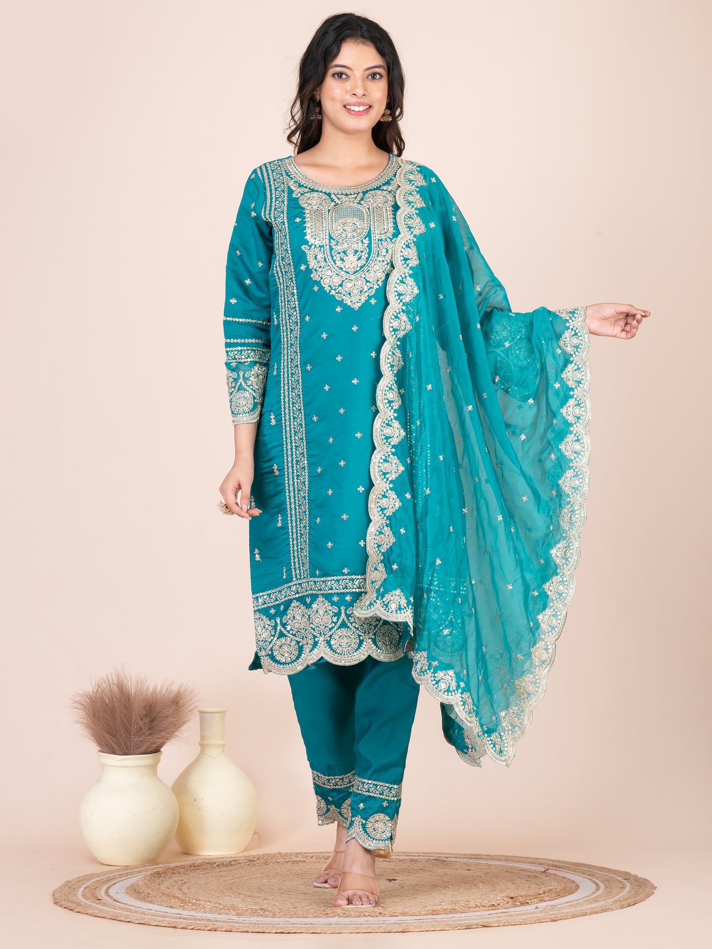 Pelorus Embroidered Silk Blend Pakistani Suit