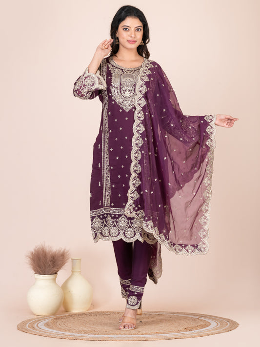 Quills Of Terico Embroidered Silk Blend Pakistani Suit