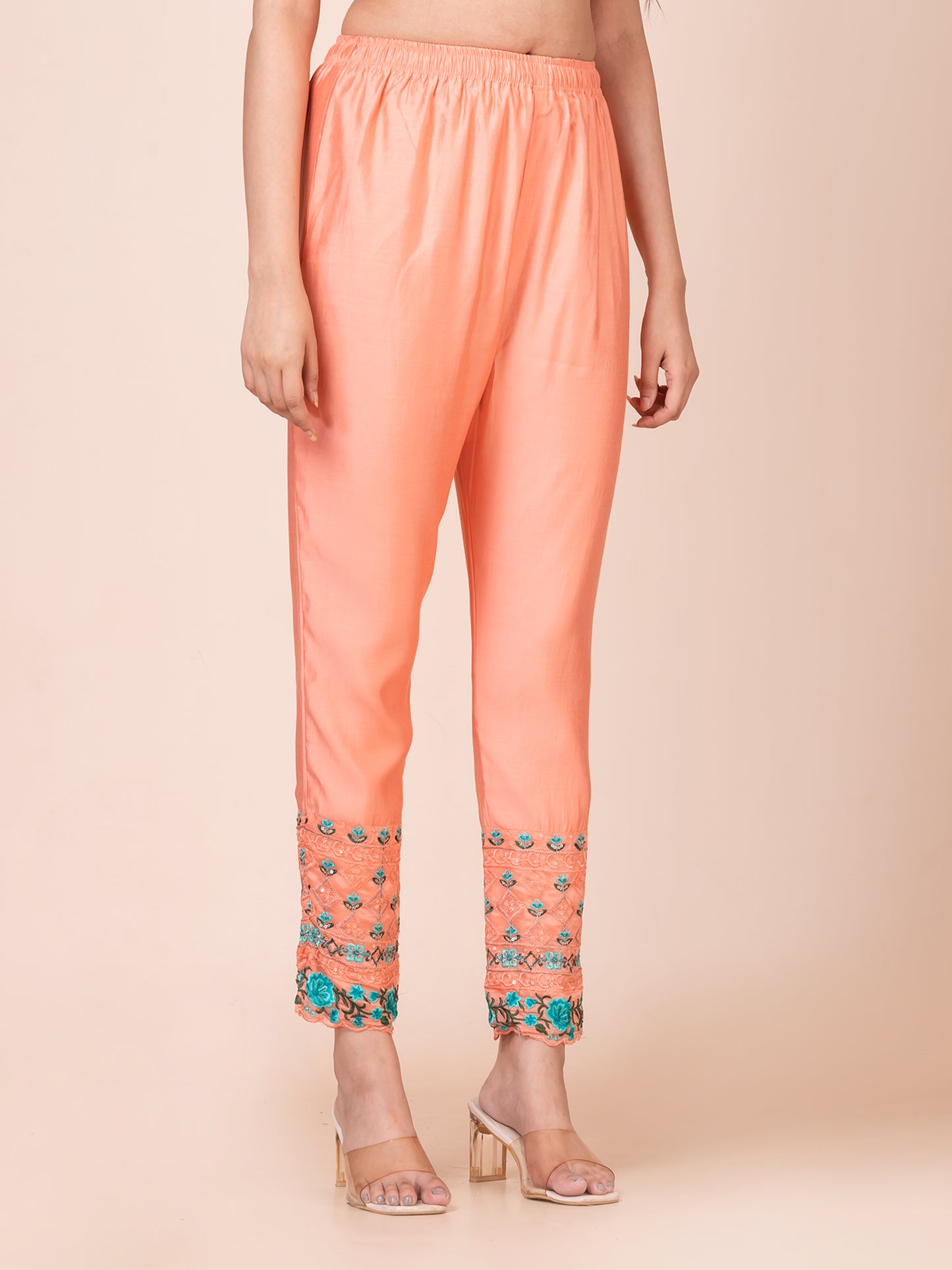 Peach Fuzz Embroidered Silk blend Pakistani Suit