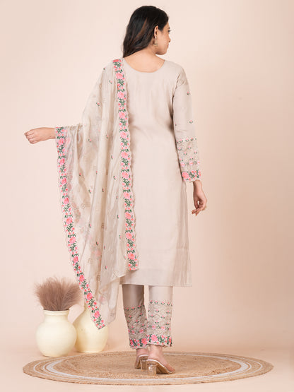 Bougie Embroidered Silk Blend Pakistani Suit