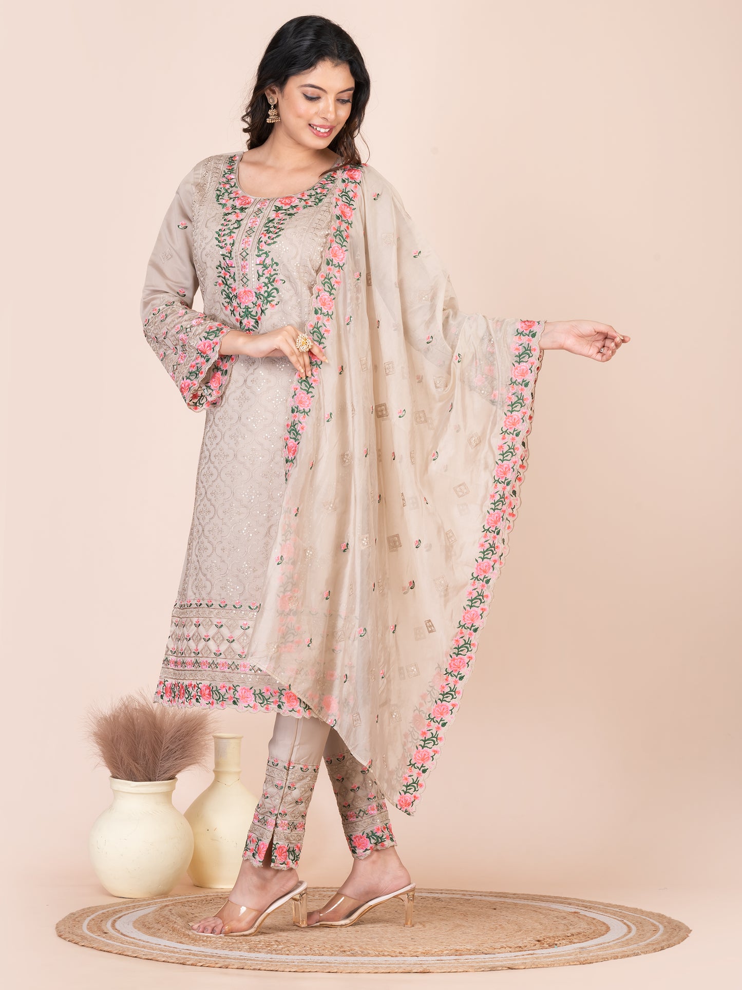 Bougie Embroidered Silk Blend Pakistani Suit