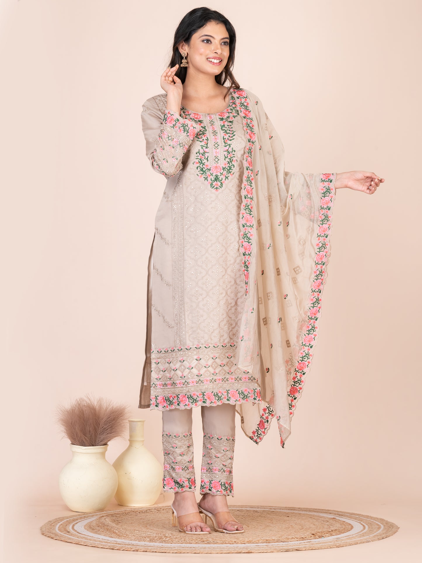 Bougie Embroidered Silk Blend Pakistani Suit