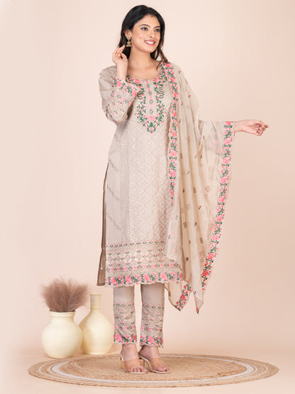 Bougie Embroidered Silk Blend Pakistani Suit