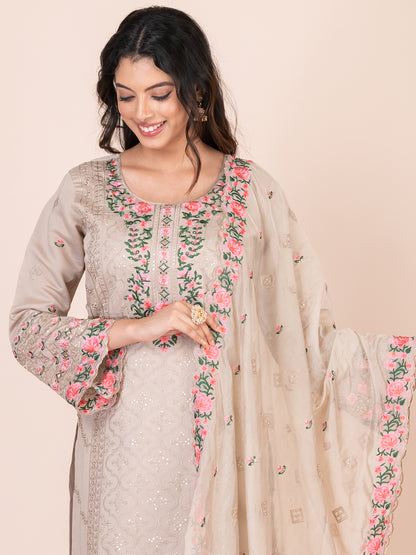 Bougie Embroidered Silk Blend Pakistani Suit