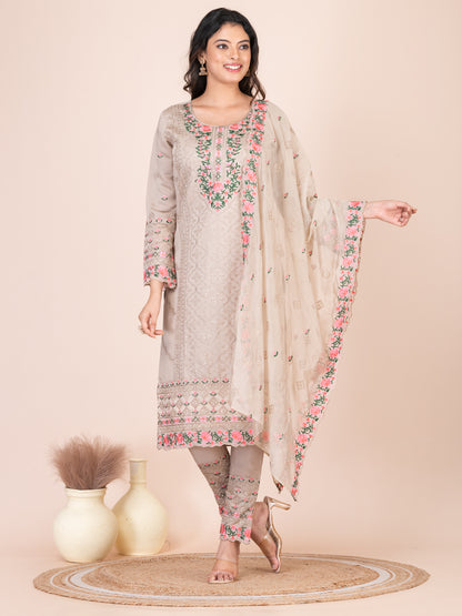 Bougie Embroidered Silk Blend Pakistani Suit