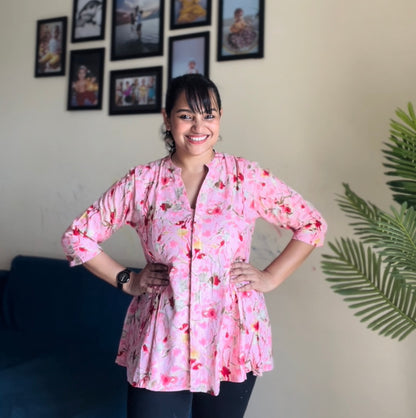 Floral Printed Pink Top.