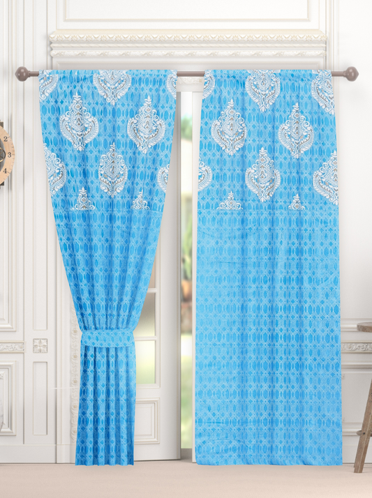 Elegant Paisley Design Curtains for Door and window -(Blueberry).