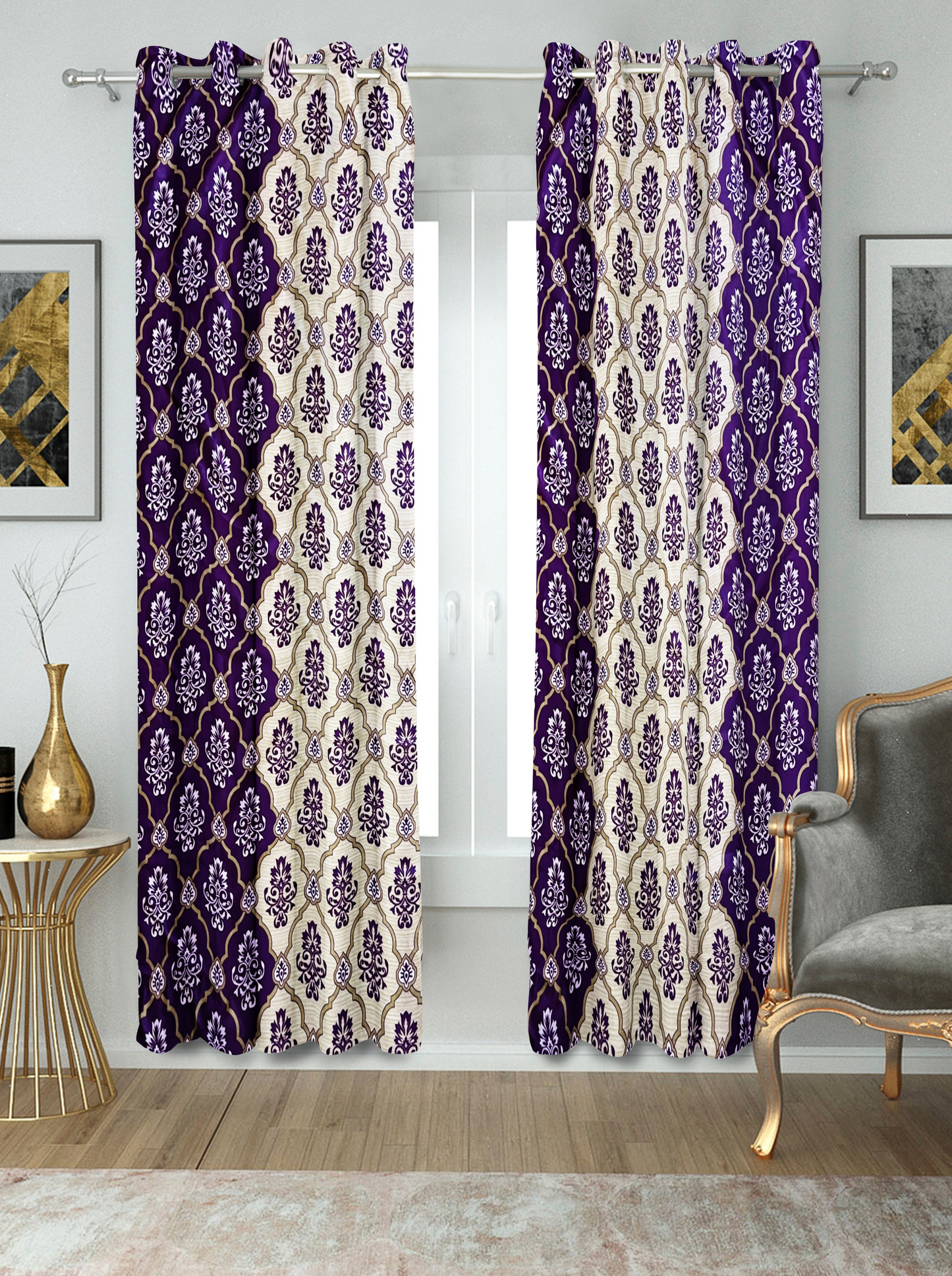 Light and Airy Floral Pattern Curtains for Window and Door -(Bahubali).