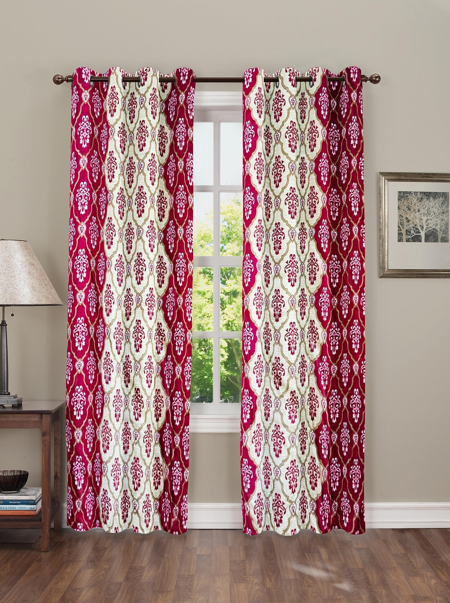 Light and Airy Floral Pattern Curtains for Window and Door -(Bahubali).