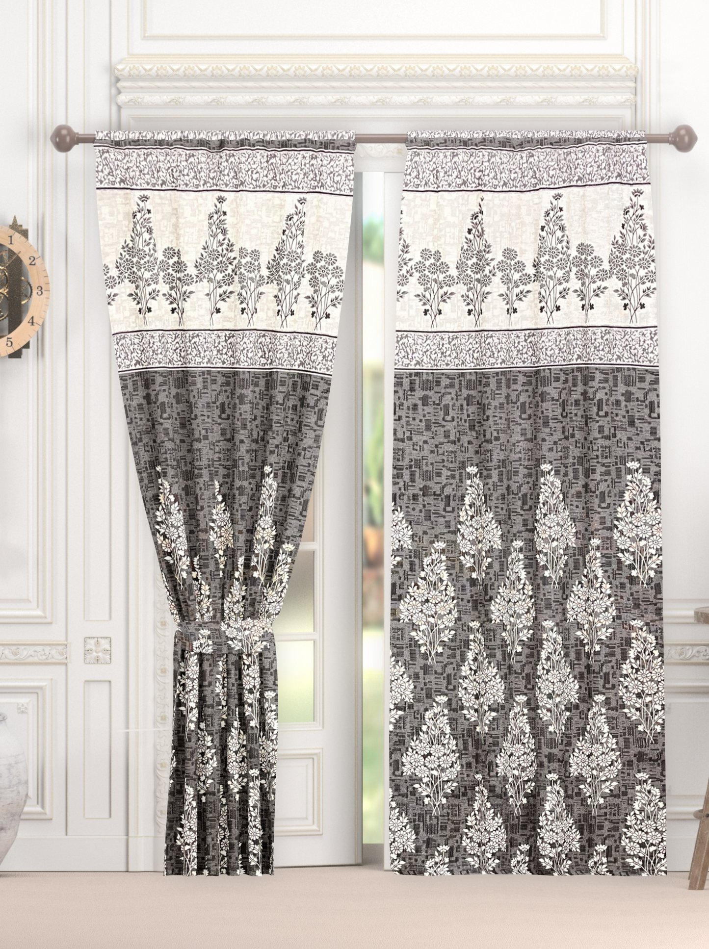 Floral Print Blackout window Curtains (Simran).