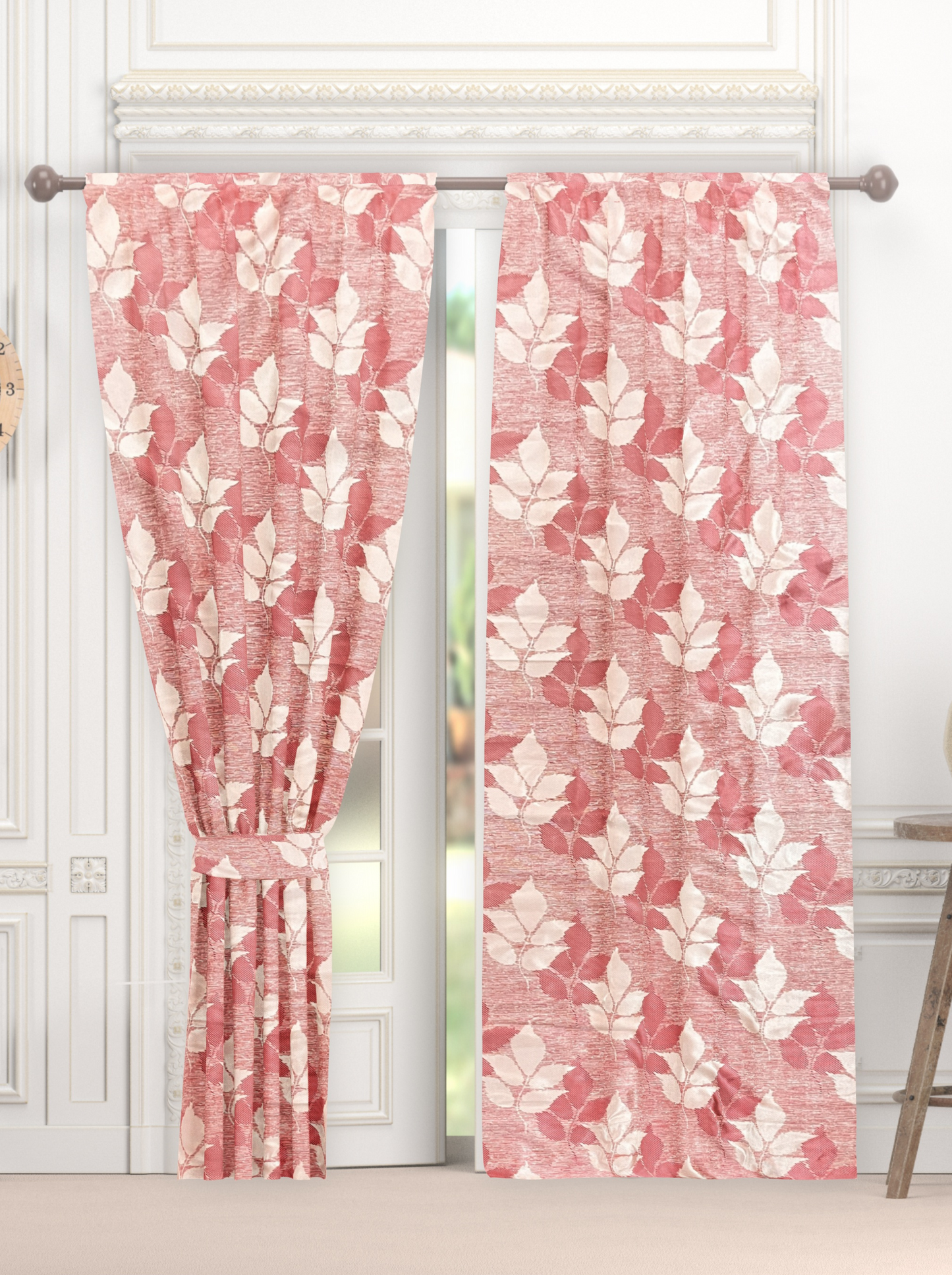 Textured Semi-Sheer Window and Door Curtains (leaf).