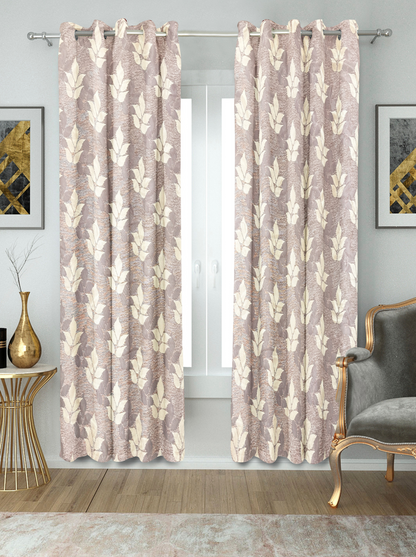 Textured Semi-Sheer Window and Door Curtains (leaf).