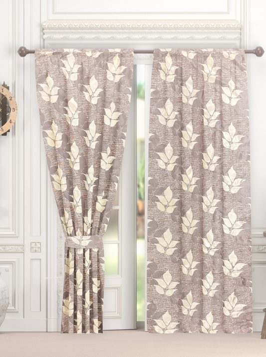 Textured Semi-Sheer Window and Door Curtains (leaf).