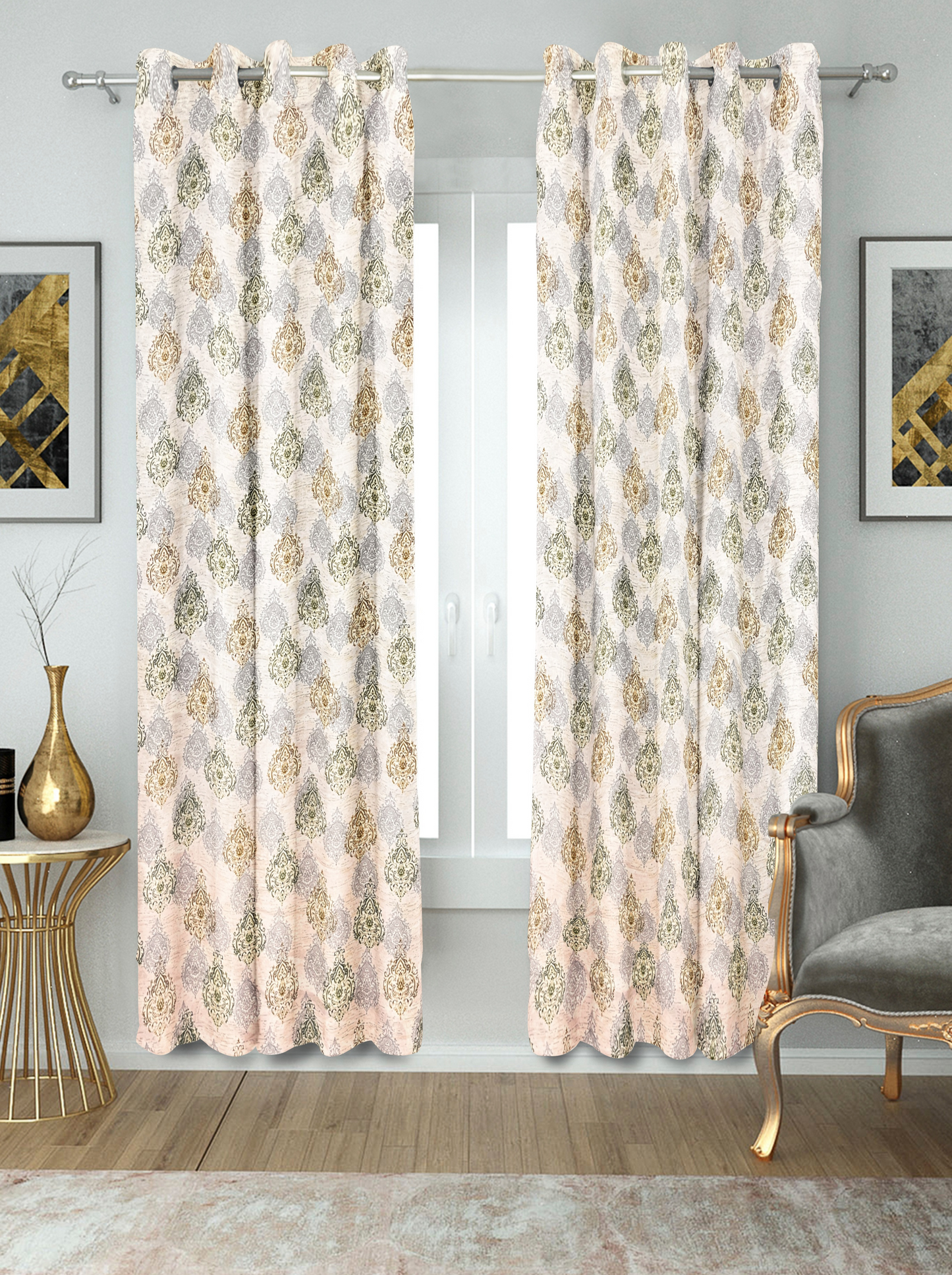 Soft Semi-Sheer Door and Window Curtains -(Geometric).