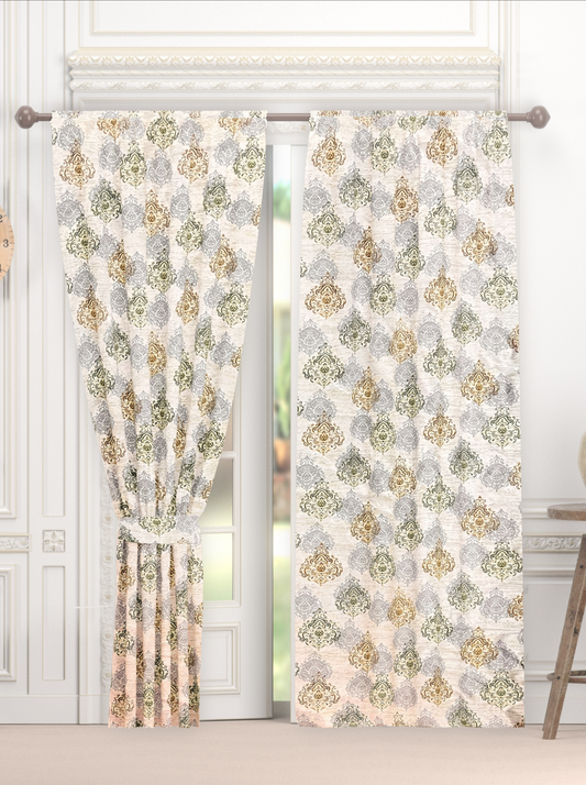 Soft Semi-Sheer Door and Window Curtains -(Geometric).