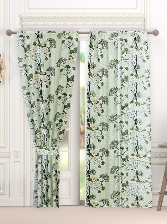 Floral Semi-Sheer Door and Window Curtains (Floral).