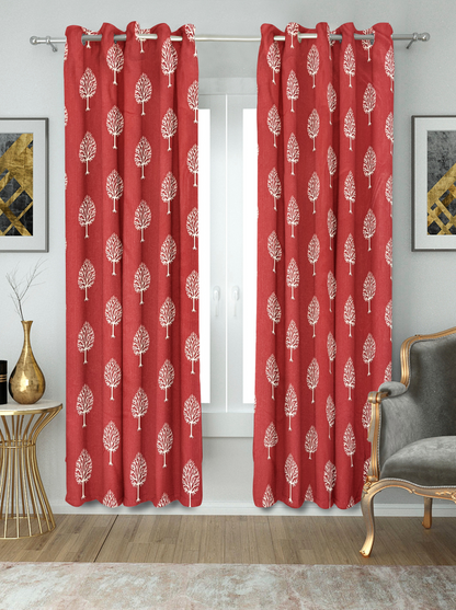 Leaf Print Semi-Sheer Curtains for Windows and Doors -(M for M).