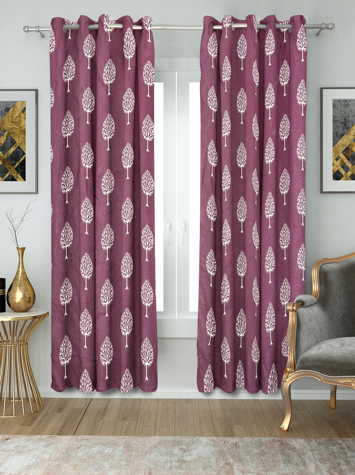 Leaf Print Semi-Sheer Curtains for Windows and Doors -(M for M).