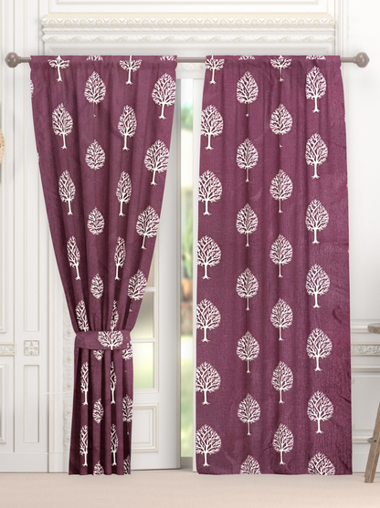 Leaf Print Semi-Sheer Curtains for Windows and Doors -(M for M).