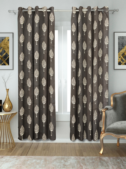 Leaf Print Semi-Sheer Curtains for Windows and Doors -(M for M).