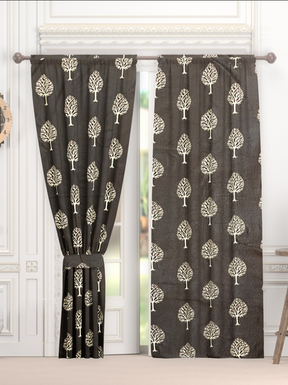 Leaf Print Semi-Sheer Curtains for Windows and Doors -(M for M).