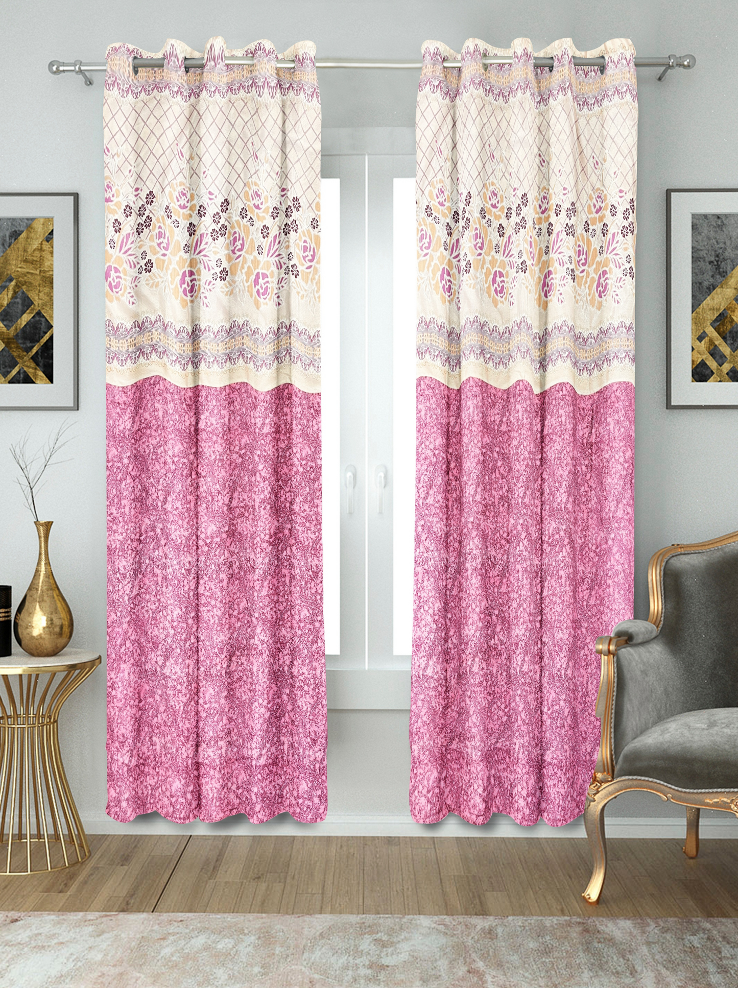 Light and Airy Floral Curtains for Windows and Doors -(Diamond).