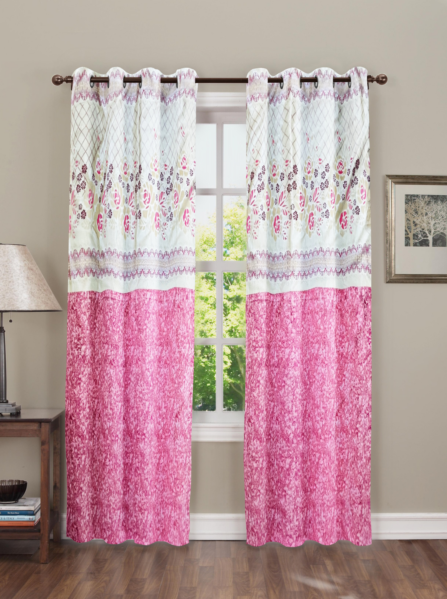 Light and Airy Floral Curtains for Windows and Doors -(Diamond).