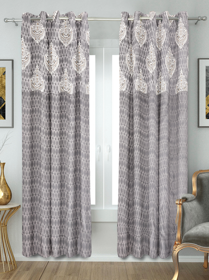 Elegant Paisley Design Curtains for Door and window -(Blueberry).