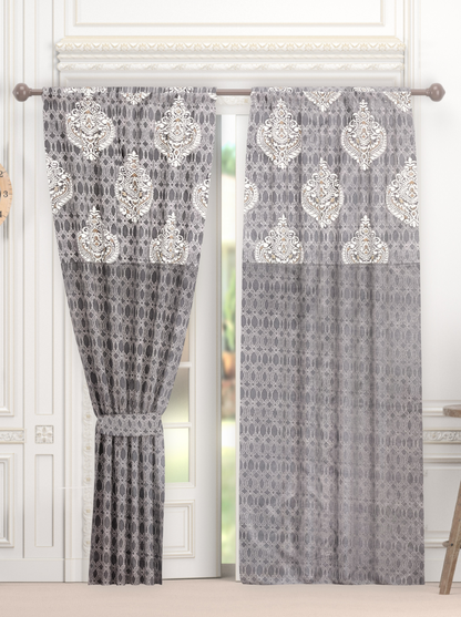 Elegant Paisley Design Curtains for Door and window -(Blueberry).