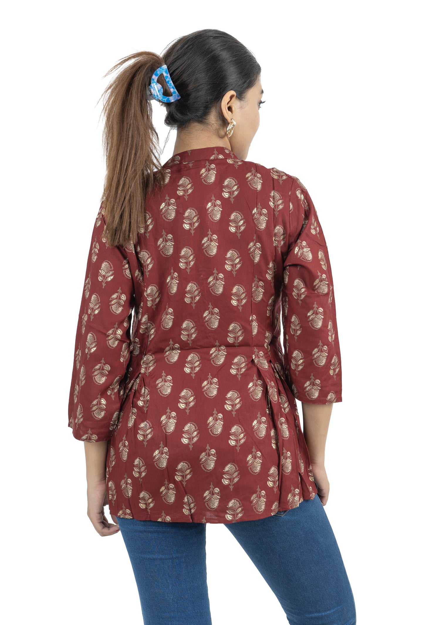 Maroon Floral Printed top.