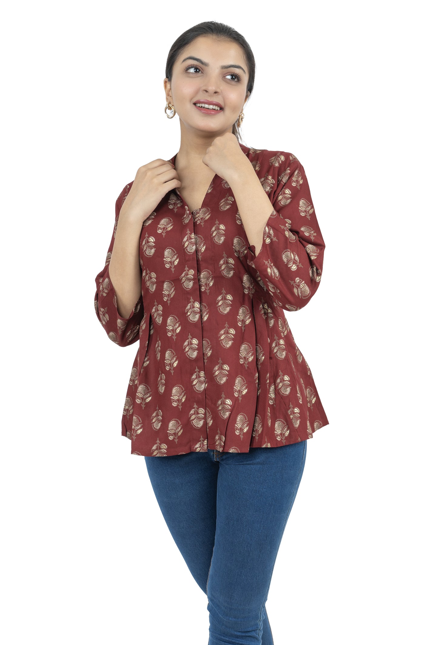 Maroon Floral Printed top.