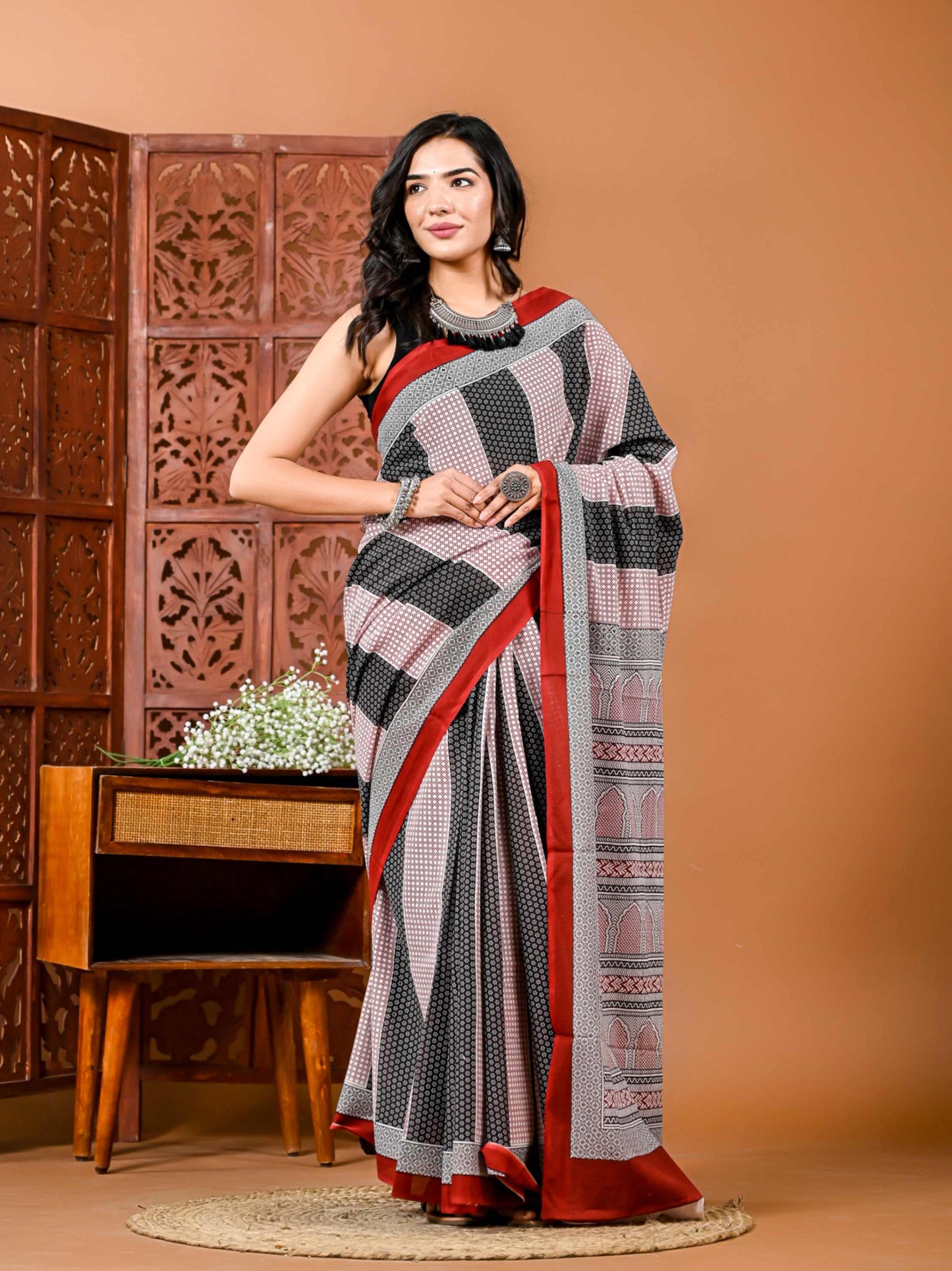 Multi colour Cotton Saree with Matching Blouse