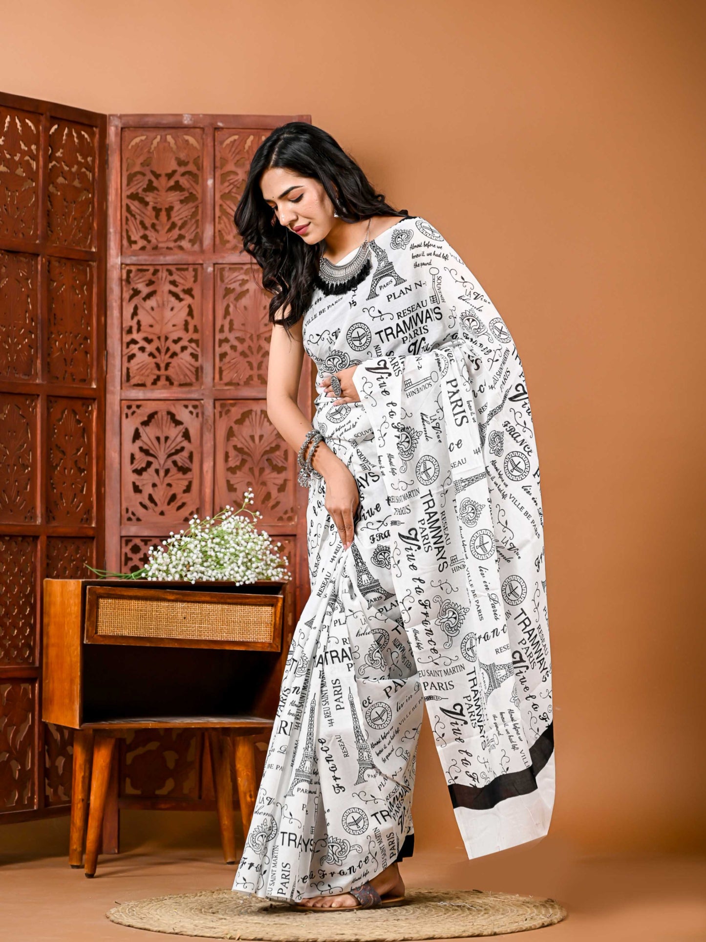 The Newsroom Chic  Cotton Saree with  Matching Blouse