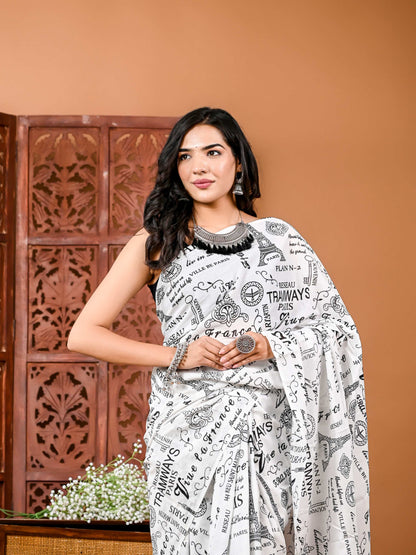 The Newsroom Chic  Cotton Saree with  Matching Blouse