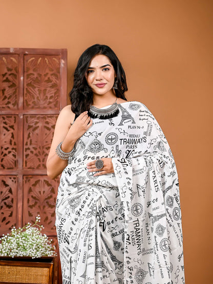 The Newsroom Chic  Cotton Saree with  Matching Blouse